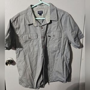 Mens Smith Workwear button up SS Light Gray shirt Size XL